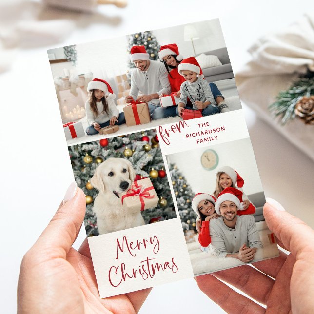 Cartes Pour Fêtes Annuelles Trois photos et la typographie moderne Joyeux Noël (Créateur téléchargé)