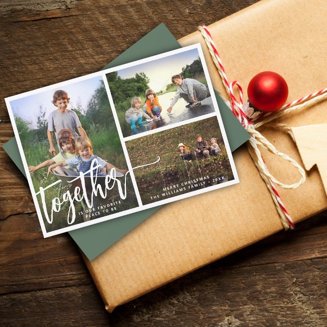 Cartes Pour Fêtes Annuelles Trois Photos Meilleur Ensemble (Better Together Three Photos Holiday Card)