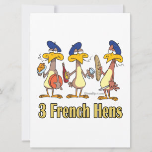 Cartes Pour Fêtes Annuelles trois poules françaises 3e jour de noël