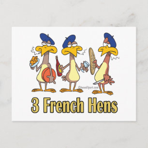 Cartes Pour Fêtes Annuelles trois poules françaises 3e jour de noël