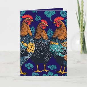 Cartes Pour Fêtes Annuelles Trois Poules Françaises Pochoir Style