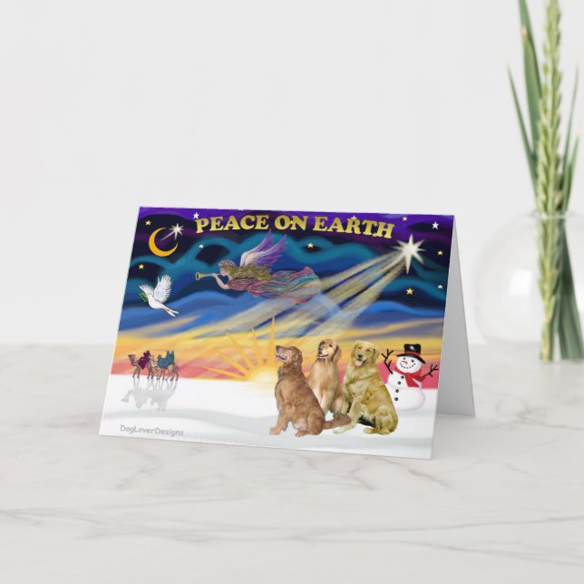 Cartes Pour Fêtes Annuelles Trois retraits d'or de Noël (Devant)