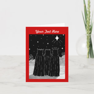 Cartes Pour Fêtes Annuelles Trois rois et étoile noël noir et blanc