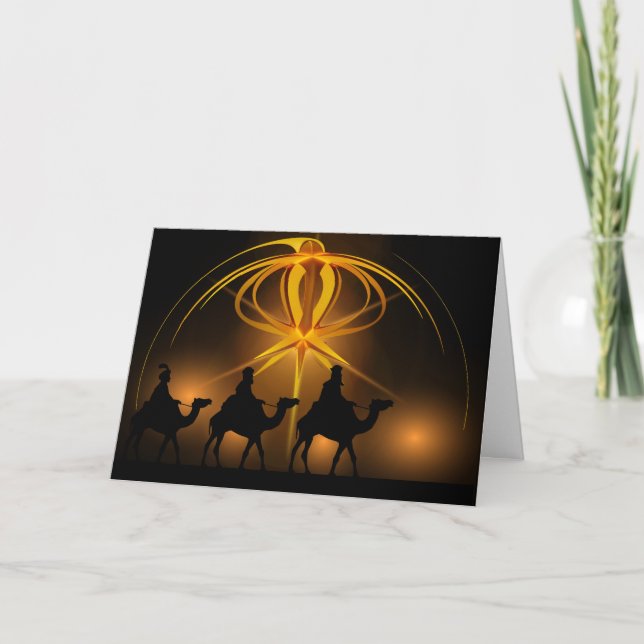 Cartes Pour Fêtes Annuelles Trois sages hommes et l'Avent Star Joyeux Noël (Devant)