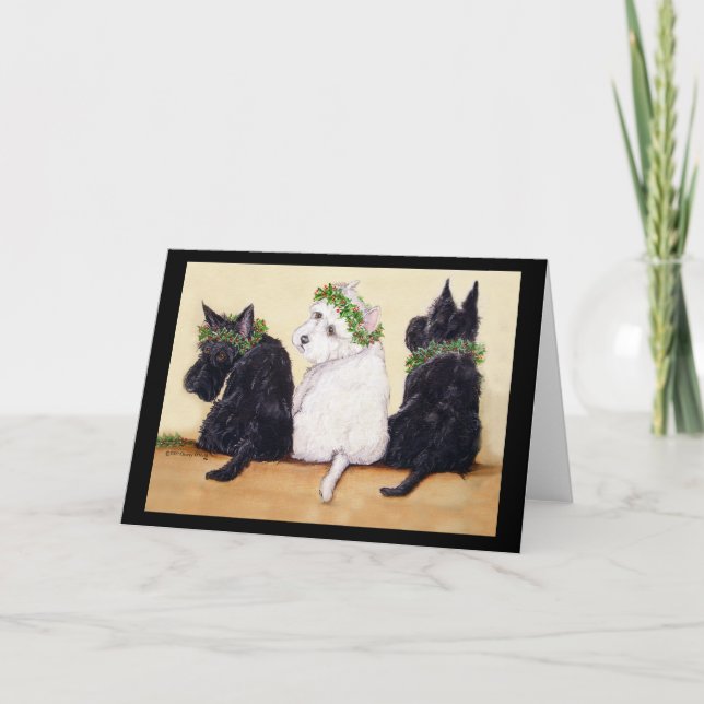 Cartes Pour Fêtes Annuelles Trois terriers sages (Devant)