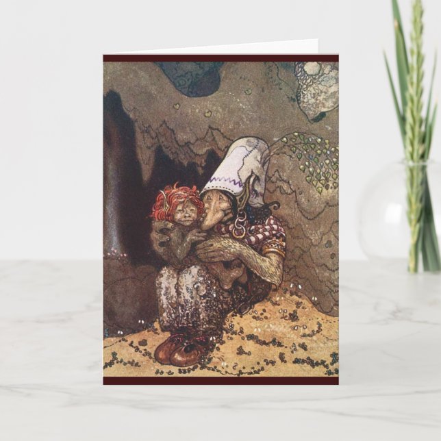 Cartes Pour Fêtes Annuelles Troll Mother and Child par John Bauer (Devant)