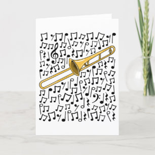 Cartes Pour Fêtes Annuelles Trombone Musical Notes Tromboniste Brass Musicien