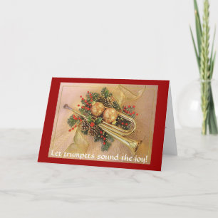 Cartes Pour Fêtes Annuelles Trompette de Noël, laissez les trompettes sonner l
