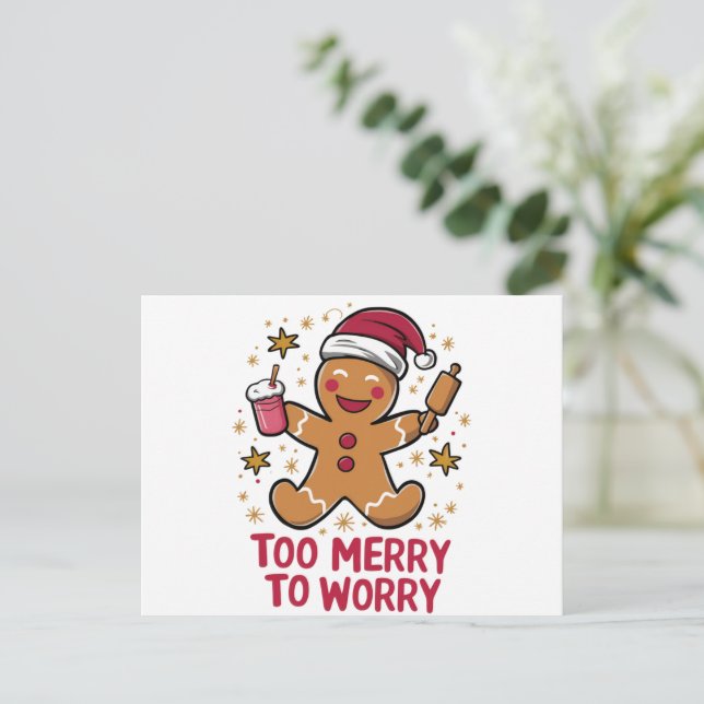 Cartes Pour Fêtes Annuelles Trop Joyeux Pour S'Inquiéter Drôle Pain D'Enfer No (Debout devant)