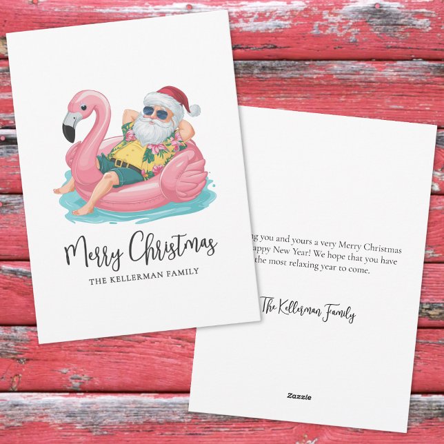 Cartes Pour Fêtes Annuelles Tropical Beach Christmas (Santa Claus Tropical Beach Christmas Holiday Card )