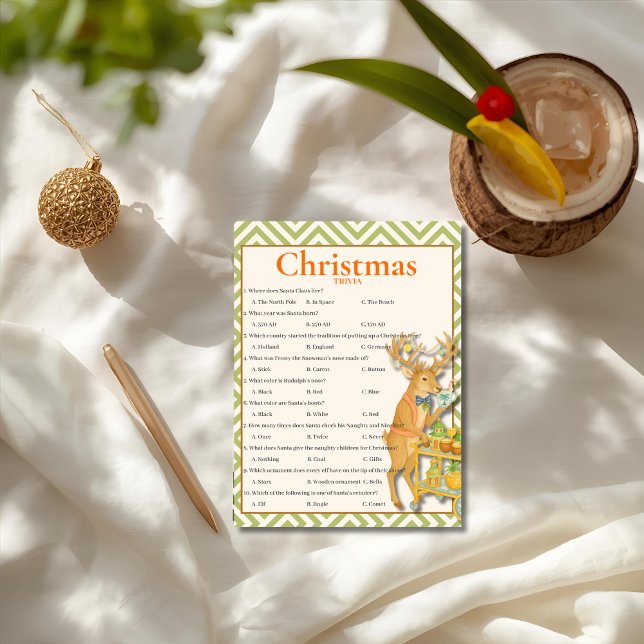 Cartes Pour Fêtes Annuelles Tropical Christmas Trivia game card (Tropical Christmas Trivia game card)
