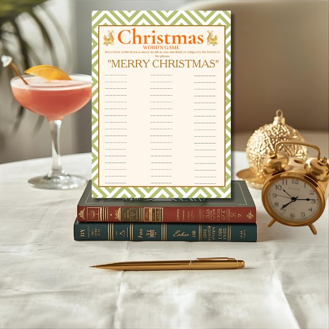 Cartes Pour Fêtes Annuelles Tropical  Christmas Word game card (Tropical Christmas Word game card)
