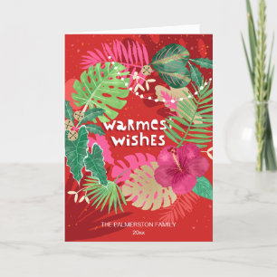 Cartes Pour Fêtes Annuelles Tropical Christmas Wreath Custom Photo Folded