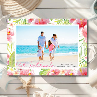 Cartes Pour Fêtes Annuelles Tropical Hibiscus Floral Mele Kalikimaka
