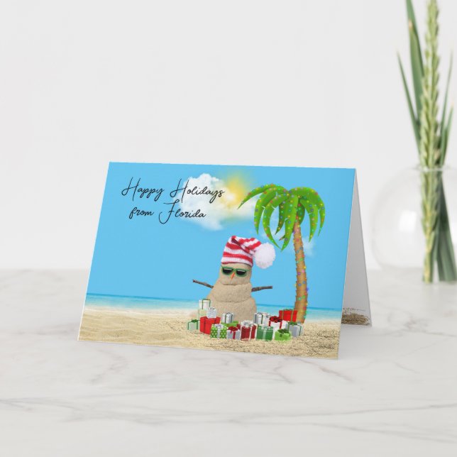 Cartes Pour Fêtes Annuelles Tropical Joyeuses Fêtes Sand Man (Devant)