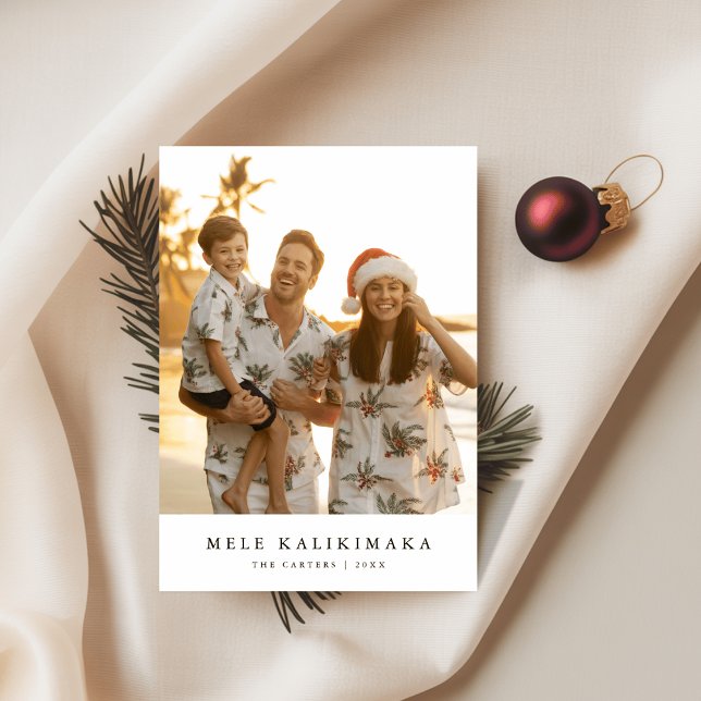 Cartes Pour Fêtes Annuelles Tropical Mele Kalikimaka Family Beach Photo (Créateur téléchargé)