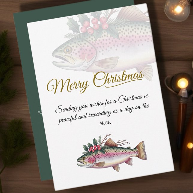 Cartes Pour Fêtes Annuelles Trout Merry Christmas Invite (Celebrate the holiday season with our Fishing-Themed Christmas Cards collection! )