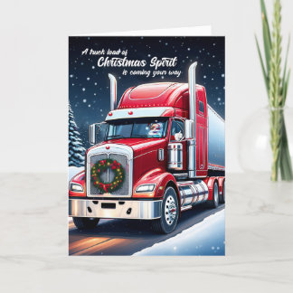 Cartes Pour Fêtes Annuelles Trucker Christmas Spirit avec pouces vers le haut 