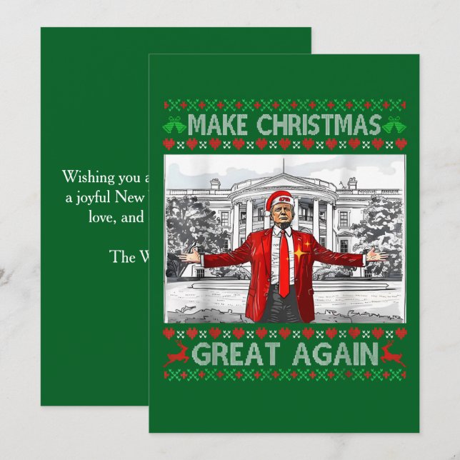Cartes Pour Fêtes Annuelles Trump Christmas Card, Rendre Noël merveilleux (Devant / Derrière)