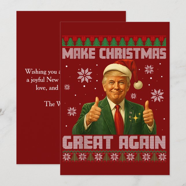 Cartes Pour Fêtes Annuelles Trump Doux moche de Noël Rendre Noël super (Devant / Derrière)