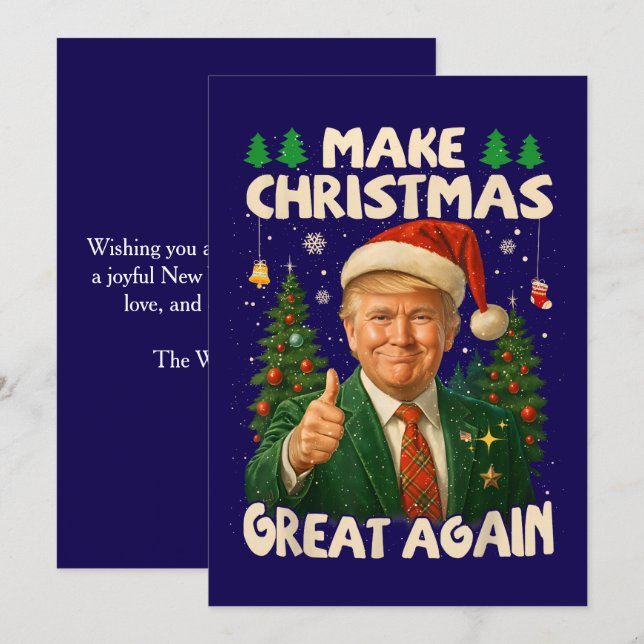 Cartes Pour Fêtes Annuelles Trump rend Noël à nouveau magnifique bleu foncé (Devant / Derrière)