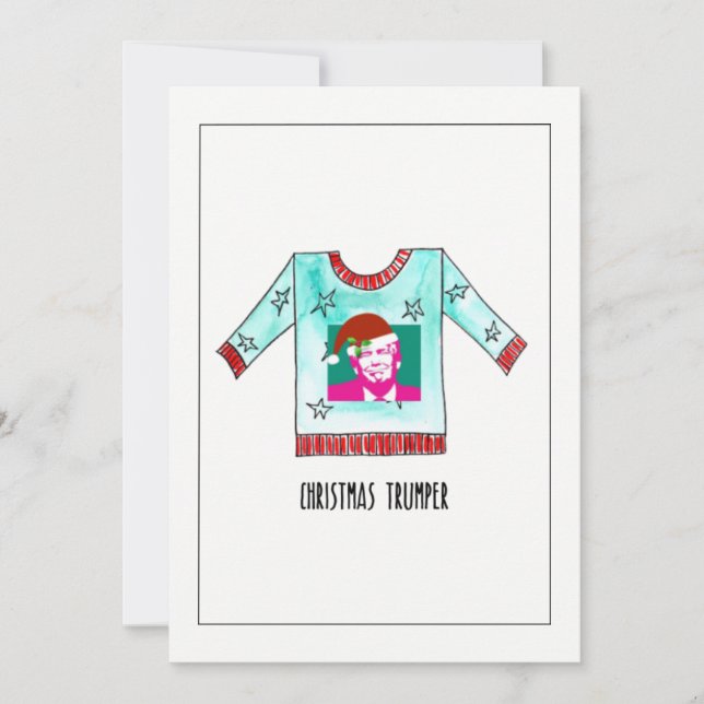 Cartes Pour Fêtes Annuelles Trumper Jumper de Noël peint à la main (Devant)