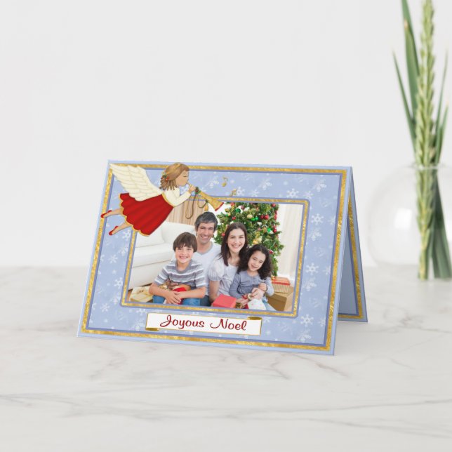 Cartes Pour Fêtes Annuelles Trumpet Angel Noel Photo Grey (Devant)