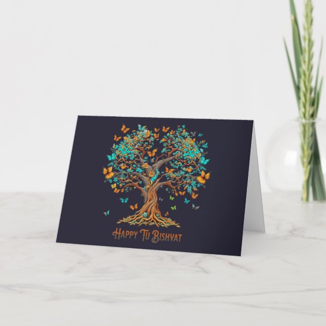 Cartes Pour Fêtes Annuelles Tu B'Shevat Butterfly Tree (Devant)