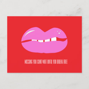Cartes Pour Fêtes Annuelles Tu Me Manques Lèvres Roses Prison Longue Distance