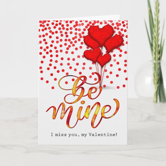 Cartes Pour Fêtes Annuelles Tu Me Manques Valentine Heart Balloons Aquarelle (Devant)