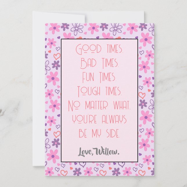 Cartes Pour Fêtes Annuelles Tu seras toujours à mes côtés Saint Valentin (Devant)