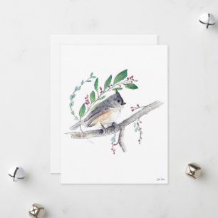Cartes Pour Fêtes Annuelles Tufé Titmouse Oiseau Art