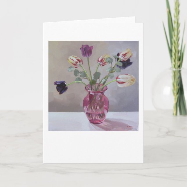 Cartes Pour Fêtes Annuelles "Tulipes en rose" (Devant)