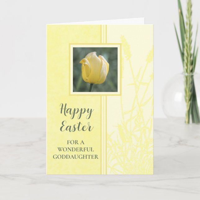 Cartes Pour Fêtes Annuelles Tulipes Jaunes Bonne Godgirl de Pâques (Devant)