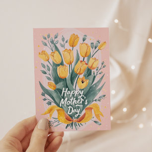 Cartes Pour Fêtes Annuelles Tulipes Jaunes Photo Fleurie Fête des Mères