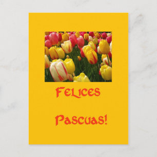 Cartes Pour Fêtes Annuelles tulipes mixtes salut de pâques jaunes en espagnol