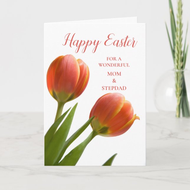 Cartes Pour Fêtes Annuelles Tulips Happy Pâques maman et Stepdad (Devant)