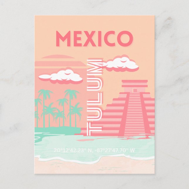 Cartes Pour Fêtes Annuelles Tulum, Mexique, Art Voyage (Devant)
