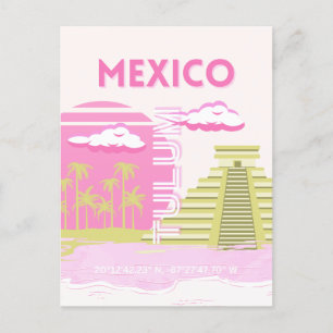 Cartes Pour Fêtes Annuelles Tulum, Mexique, Art Voyage, Rose