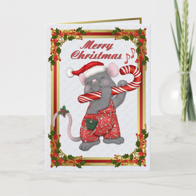 Cartes Pour Fêtes Annuelles Tunes de la souris Père Noël de Noël (Devant)