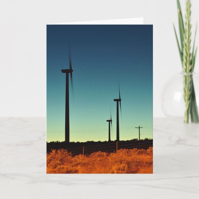 Cartes Pour Fêtes Annuelles Turbine éolienne dans l'est de l'Ouest (Devant)