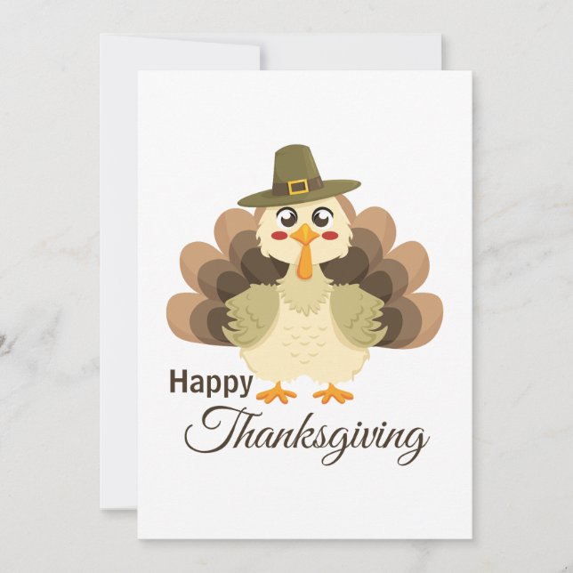 Cartes Pour Fêtes Annuelles Turkey Thanksgiving Simple Minimalistic Cartoon (Devant)