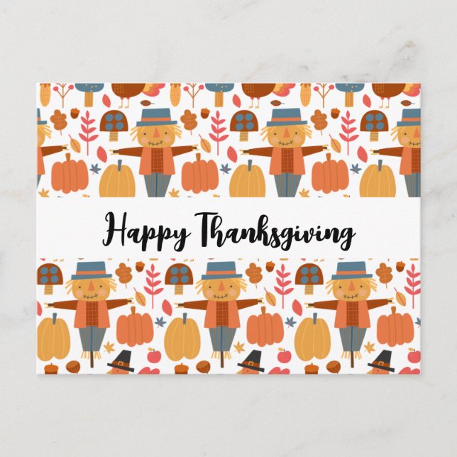 Cartes Pour Fêtes Annuelles Turquie et Scarecrow Thanksgiving Motif (Devant)