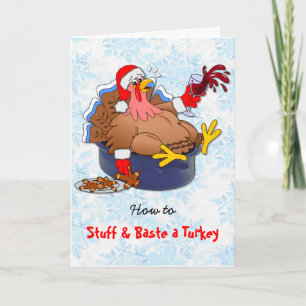 Cartes Pour Fêtes Annuelles Turquie farcie et à base de bâtonnets (Vin)