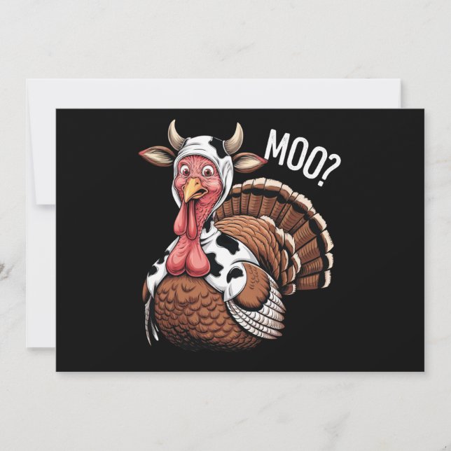 Cartes Pour Fêtes Annuelles Turquie Moo Drôle Thanksgiving (Devant)