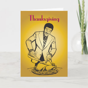 Cartes Pour Fêtes Annuelles Turquie : Un homme caresse le rétro de Thanksgivin