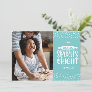 Cartes Pour Fêtes Annuelles Turquoise Christmas Baking Spiritueux Photo