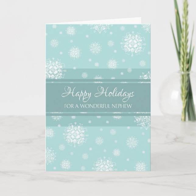 Cartes Pour Fêtes Annuelles Turquoise Neige Nephew Joyeux Joyeux jours fériés  (Devant)