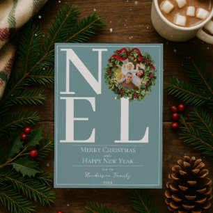 Cartes Pour Fêtes Annuelles Turquoise Noel Christmas Wreath Photo