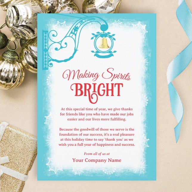Cartes Pour Fêtes Annuelles Turquoise & Red, Nostalgic Bell Holiday Card (red company holiday cards, holiday party invitation, red and turquoise christmas greeting cards)